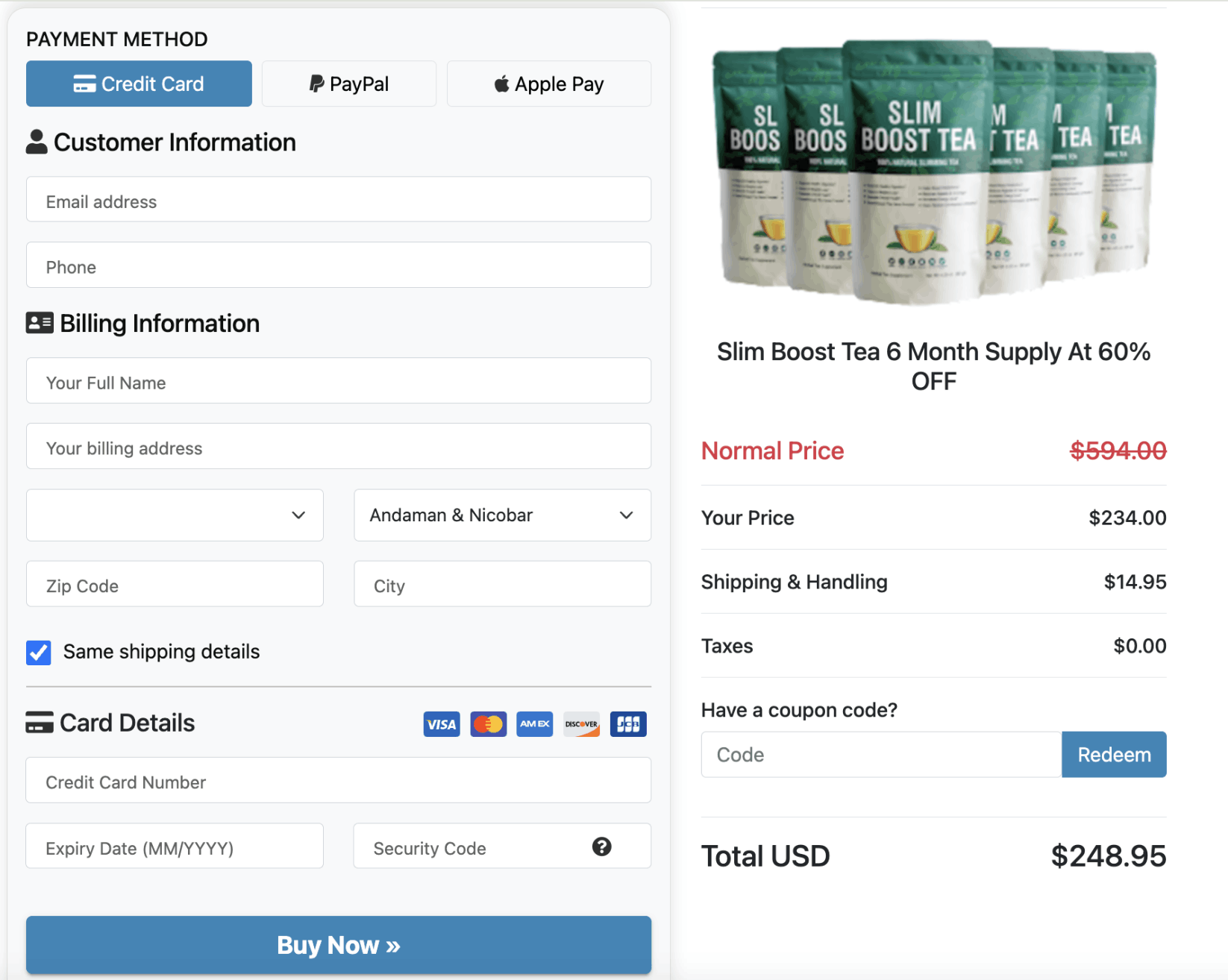 slim boost tea-order-page